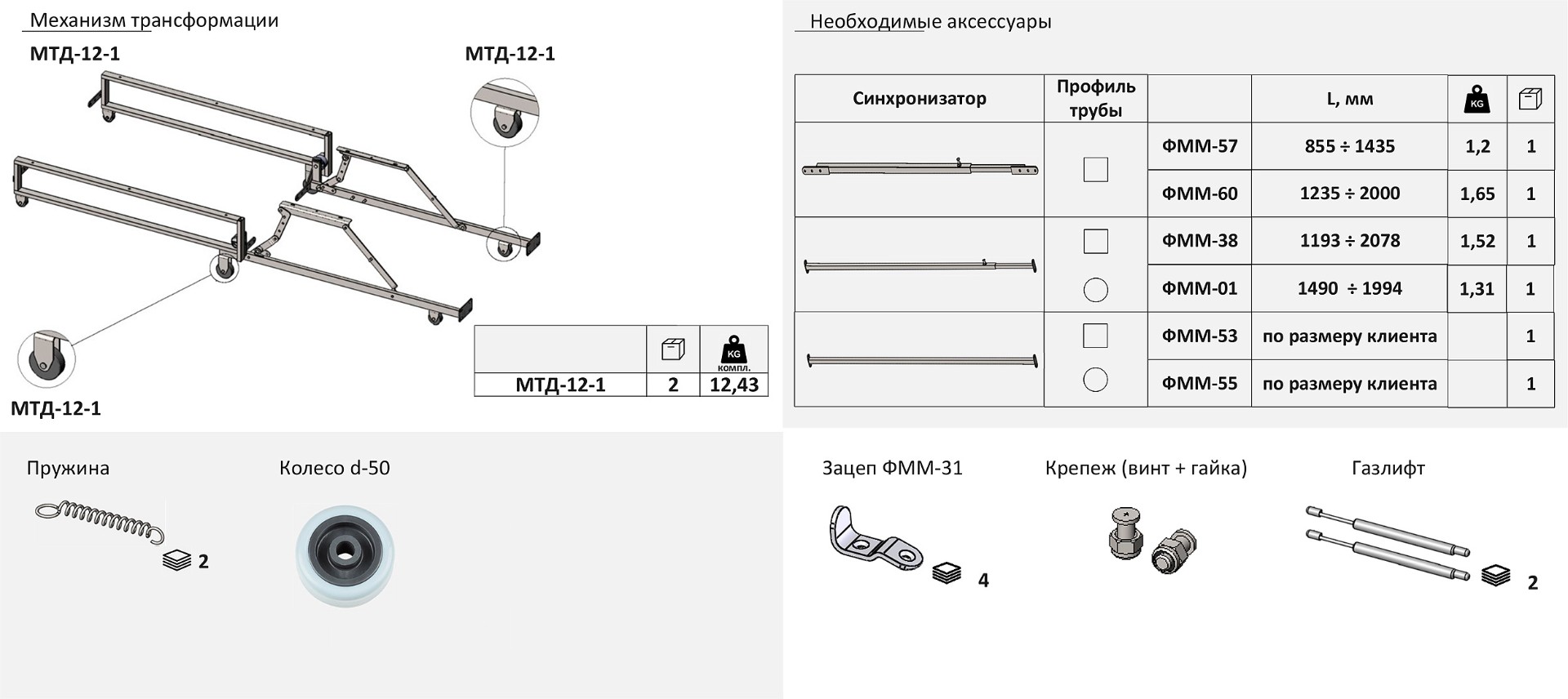 Механизм СМ МТД 12 с 2 пружинами