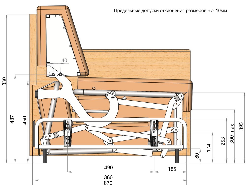 Механизм трансформации Отелло NEXT H18 180 с пруж матрасом 18 см SLEEP