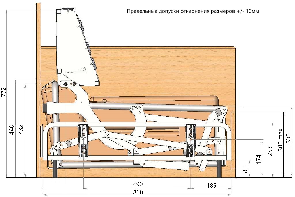 Механизм трансформации Отелло NEXT H14 180 с пруж матрасом 14 см