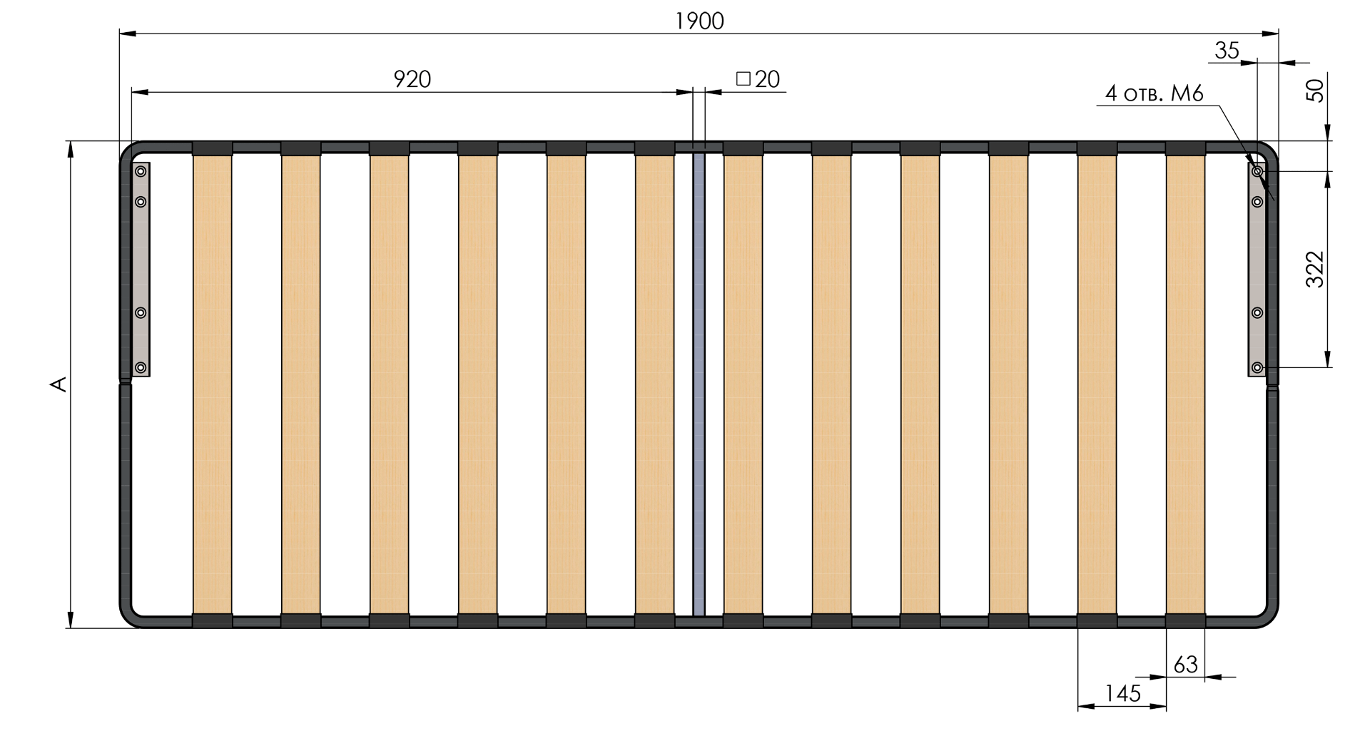 Кроватная рамка БП 800х1900