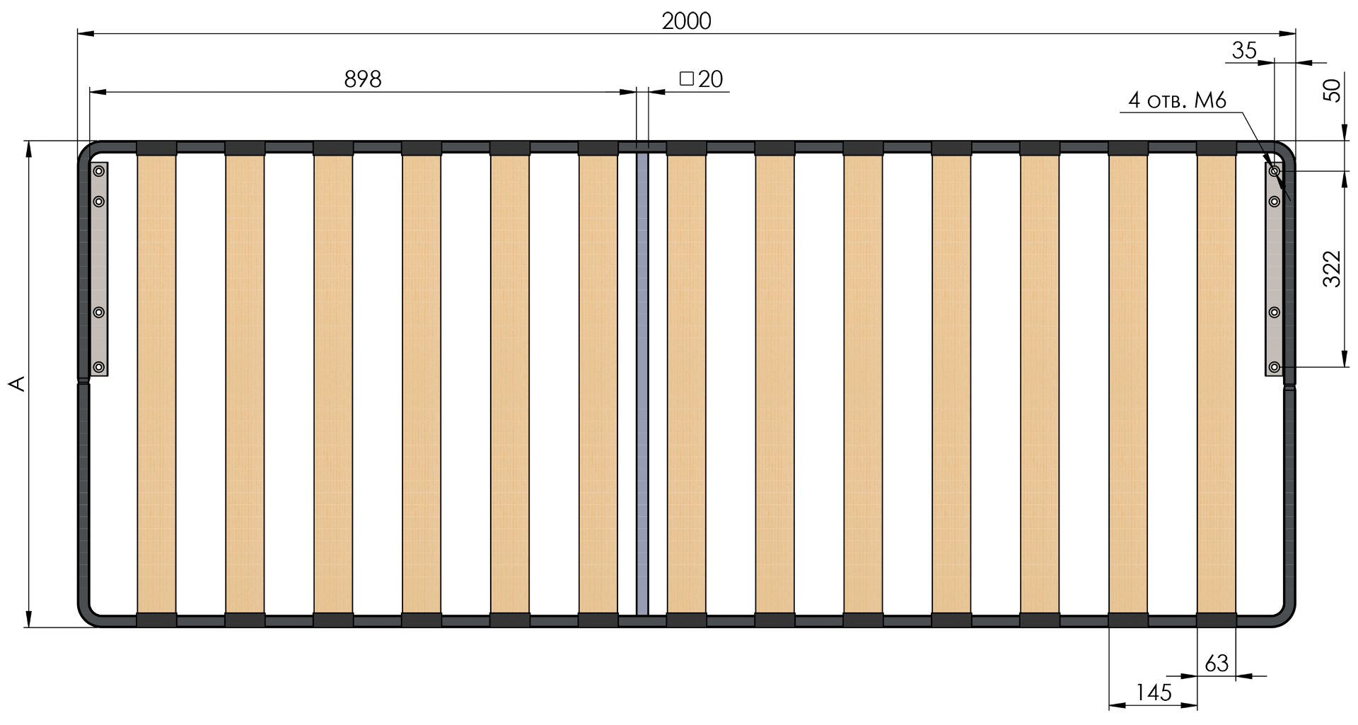 Кроватная рамка БП 800х1900
