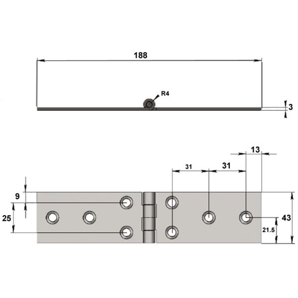 Петля КК № 320 L 200 мм 3 мм